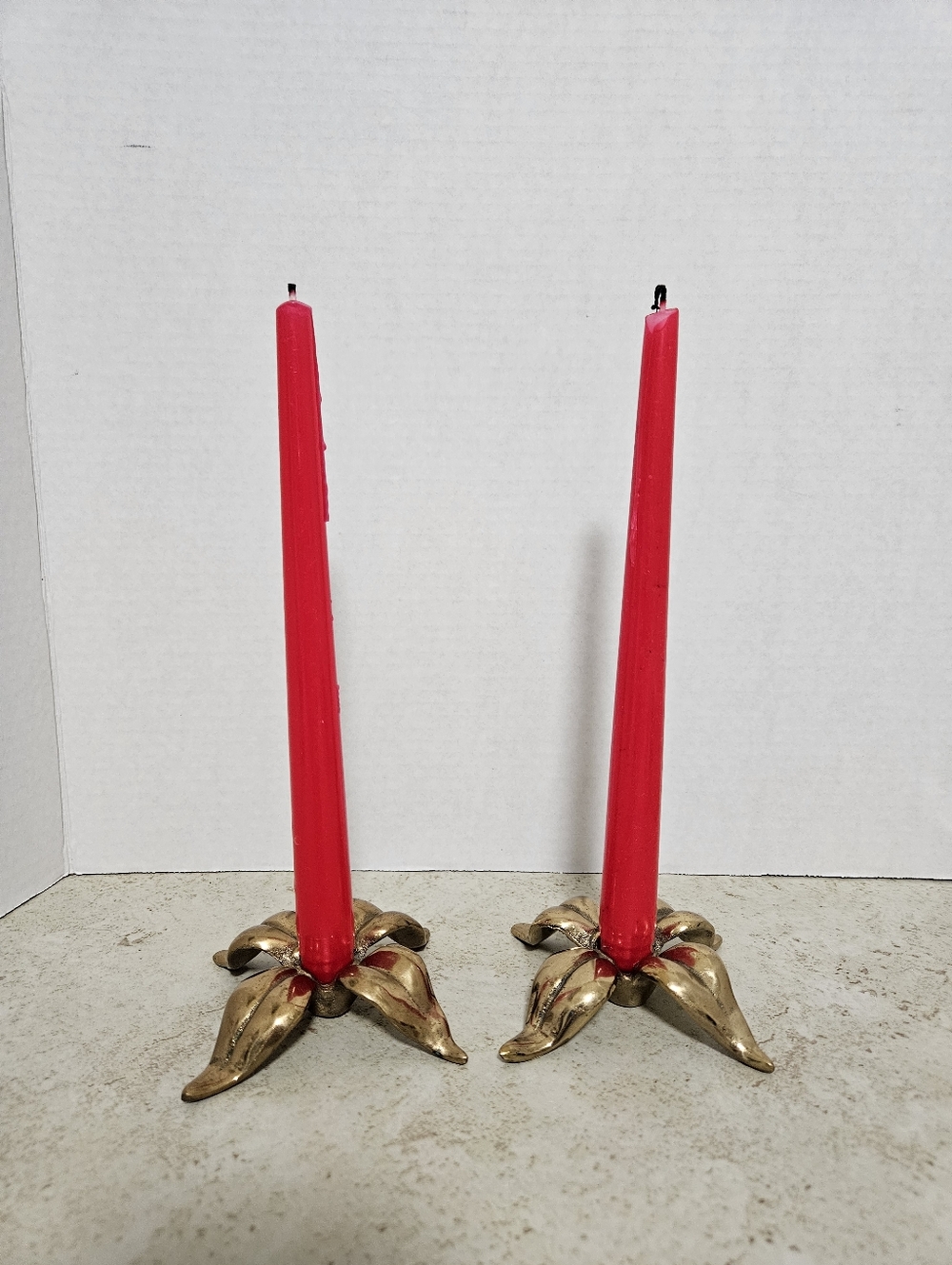 Vintage brass flower candle holders
